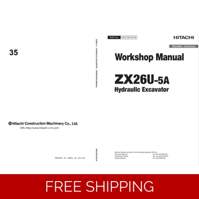HITACHI ZX26U-5A EXCAVATOR WORKSHOP MANUAL AND DIAGRAMS